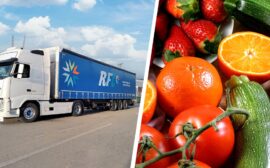 Perishable logistics. RFL Cargo and fruit and vegetables trucks
